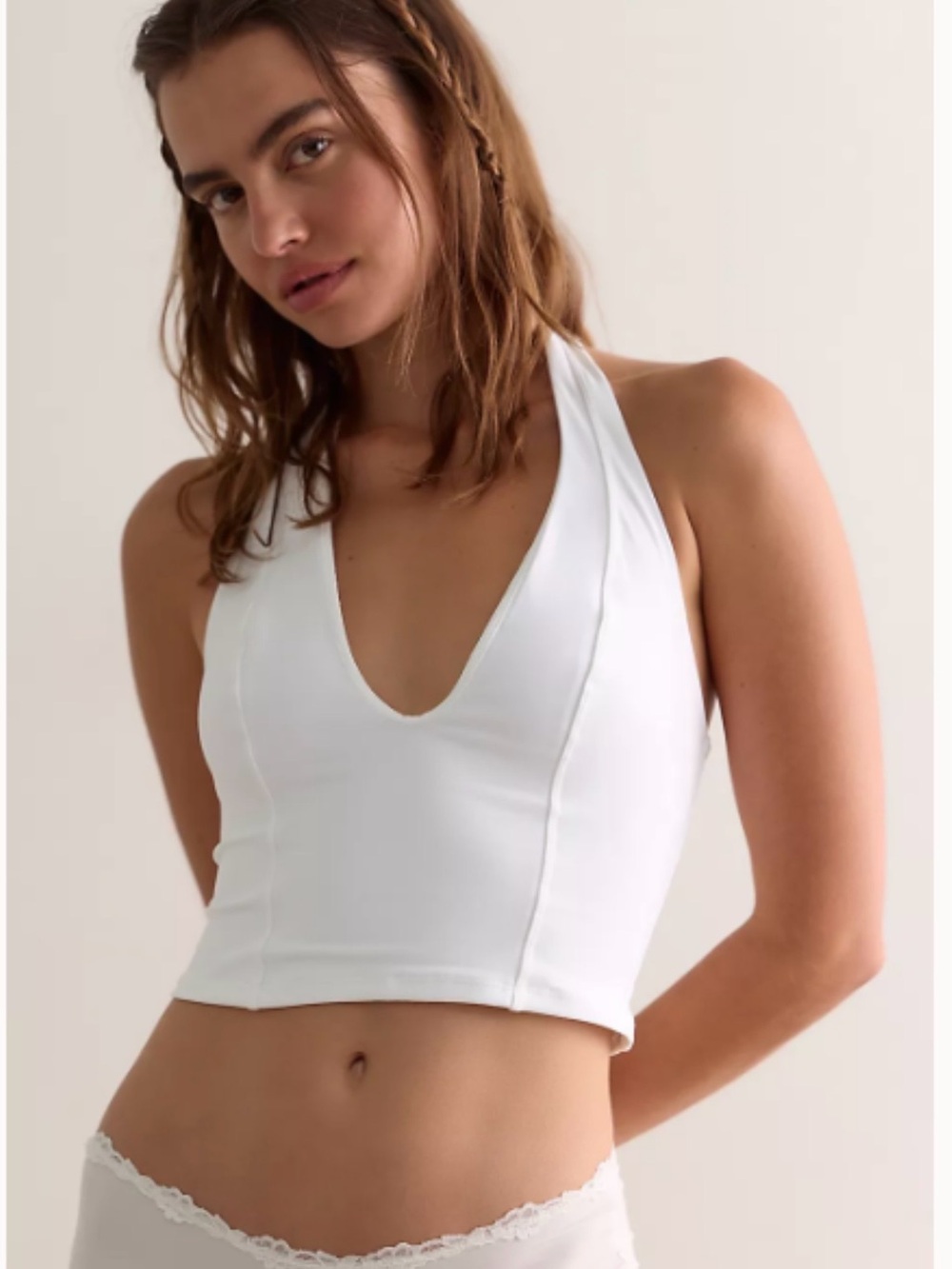 Free People Intimately White Halter Crop Tank Top Size Small & Medium NWT - Picture 3 of 8